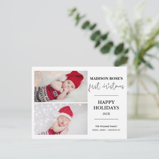 Modern Tree Two Foto Eerste Kerstmis Briefkaart (Staand voorkant)