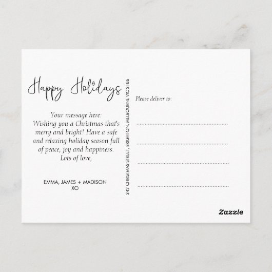 Modern Tree Two Foto Eerste Kerstmis Briefkaart (Achterkant)