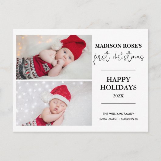 Modern Tree Two Foto Eerste Kerstmis Briefkaart (Voorkant)