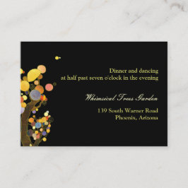 Modern Trees Black Wedding Reception Informatiekaartje