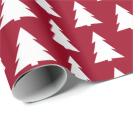 Modern Trees Burgundy Geometric Pattern Cadeaupapier