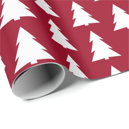 Modern Trees Burgundy Geometric Pattern Cadeaupapier (Rol Hoek)