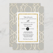 Modern Trellis Lattice Pattern Gold Typografie Kaart (Voorkant / Achterkant)