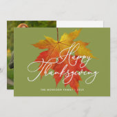 modern trendscript herfst thanksgivingfoto feestdagenkaart (Voorkant / Achterkant)