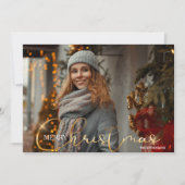 Modern Trendy 1-fotokerstkaart Feestdagenkaart (Voorkant)