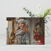 Modern Trendy 1-fotokerstkaart Feestdagenkaart (Staand voorkant)