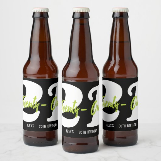 Modern, Trendy 21ste verjaardag Bier Etiket (Flessen)
