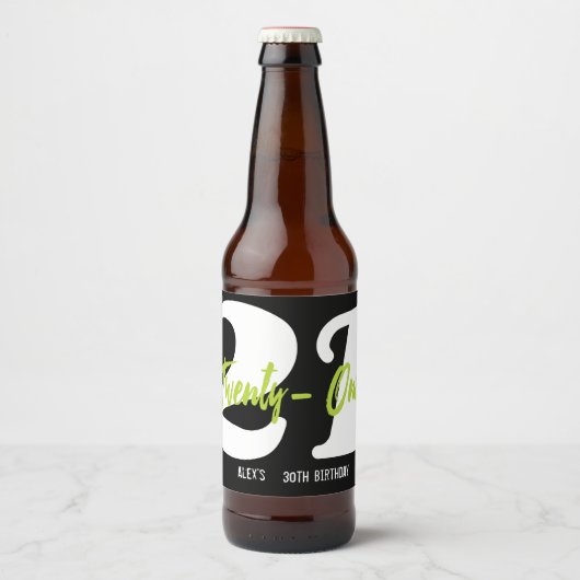 Modern, Trendy 21ste verjaardag Bier Etiket (Voorkant)