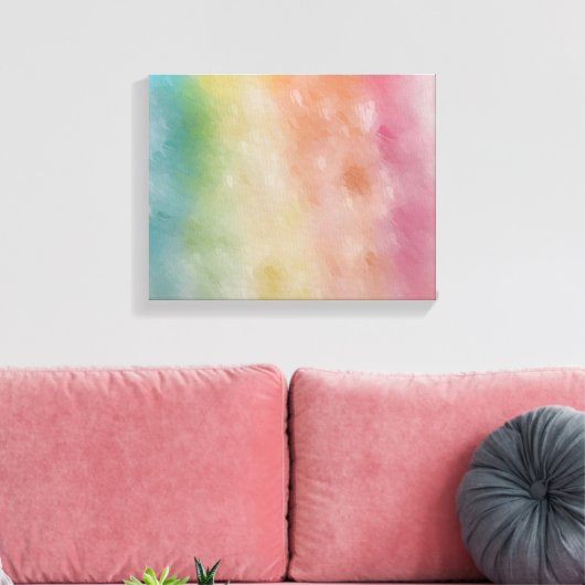 Modern Trendy Abstract Art Blue Roze Geel Canvas Afdruk (Insitu (Woonkamer))