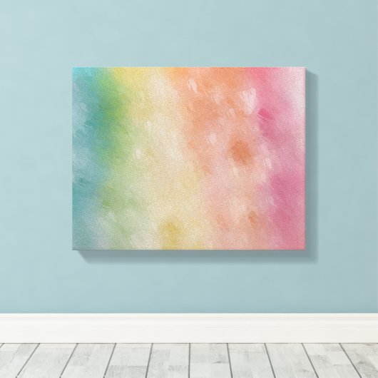 Modern Trendy Abstract Art Blue Roze Geel Canvas Afdruk (Insitu (Houten vloer))