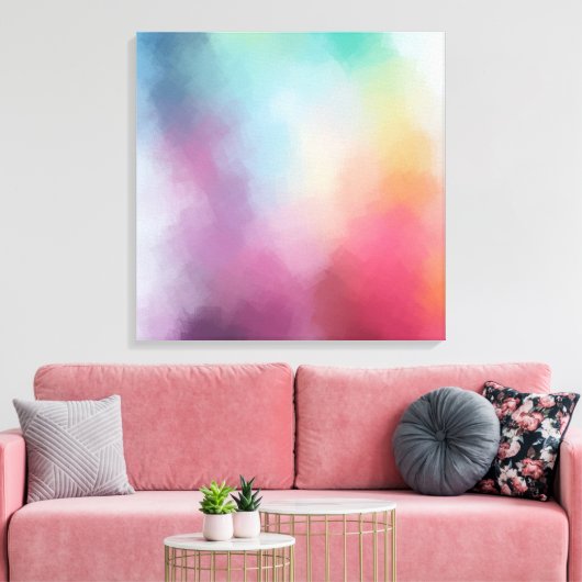 Modern Trendy Abstract Art Roze Rood Geel Blauw Canvas Afdruk (Insitu (Woonkamer))