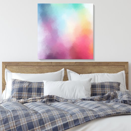 Modern Trendy Abstract Art Roze Rood Geel Blauw Canvas Afdruk (Insitu (Slaapkamer))