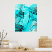Modern Trendy Abstract Organic Blauwgroen Turquois Poster (Keuken)