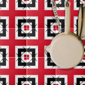 Modern Trendy Abstract Rood Zwart-wit Geometrisch Tegeltje