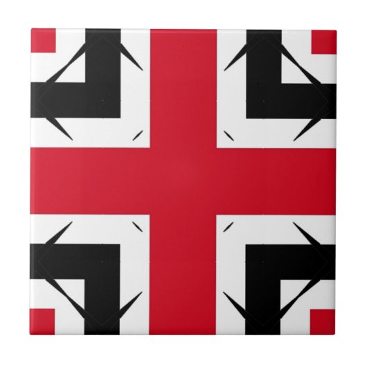 Modern Trendy Abstract Rood Zwart-wit Geometrisch Tegeltje (Voorkant)