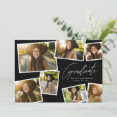 Modern trendy afstuderen 7 foto afstuderen aankondiging (Staand voorkant)