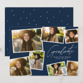 Modern trendy afstuderen 7 foto marine afstuderen aankondiging (Voorkant / Achterkant)