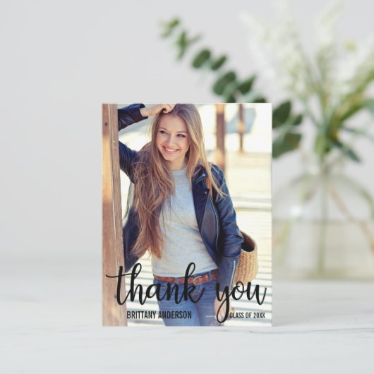Modern Trendy Afstuderen dank u Afstuderen Foto Briefkaart (Staand voorkant)