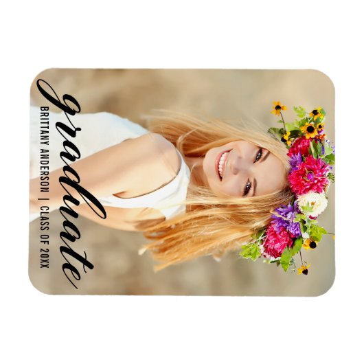 Modern Trendy Afstuderen Foto aankondiging Magneet (Horizontaal)