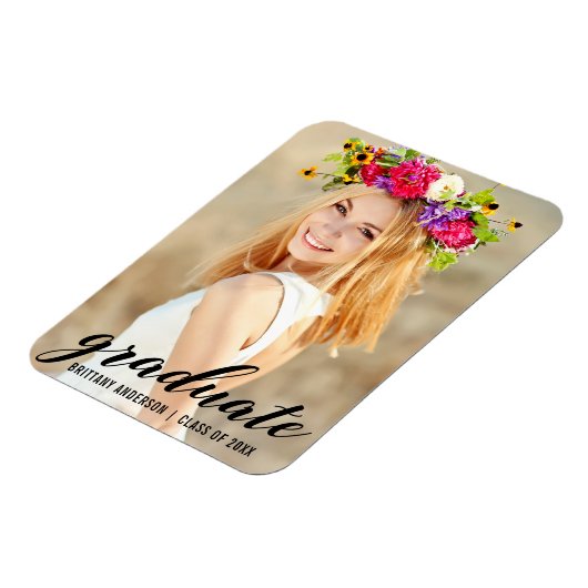 Modern Trendy Afstuderen Foto aankondiging Magneet (Linkerzijde)
