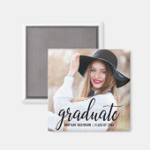 Modern Trendy Afstuderen Foto aankondiging Sq Magneet (Voorkant / Achterkant)