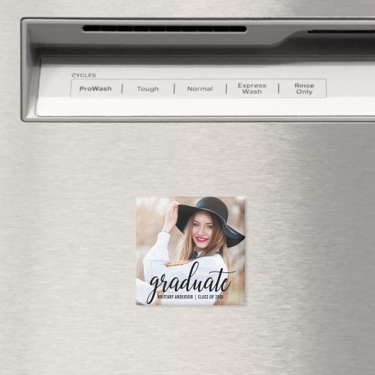 Modern Trendy Afstuderen Foto aankondiging Sq Magneet (Insitu (Vaatwasser))