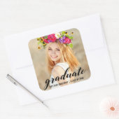 Modern Trendy Afstuderen Foto aankondiging Vierkante Sticker (Envelop)