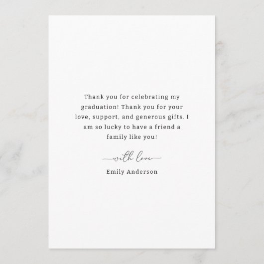 Modern Trendy Afstuderen Foto Bedankkaart (Achterkant)