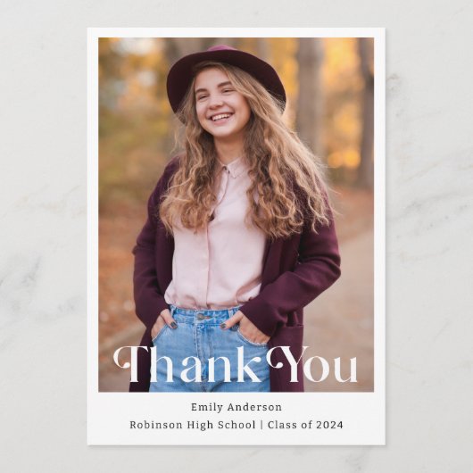 Modern Trendy Afstuderen Foto Bedankkaart (Voorkant)