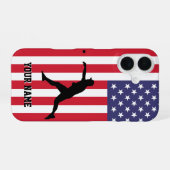 Modern trendy American Flag Baseball gepersonalise iPhone 16 Hoesje (Achterkant horizontaal)