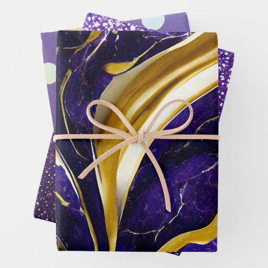 Modern Trendy Amnesty Paars Multiple Patterned Inpakpapier Vel (In situ)