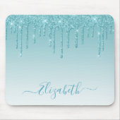 Modern Trendy Aqua Glitter Stijlvol Manuscript Muismat (Voorkant)