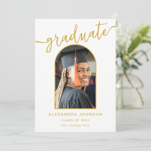 Modern Trendy Arch Foto Afstuderen Aankondiging (Staand voorkant)