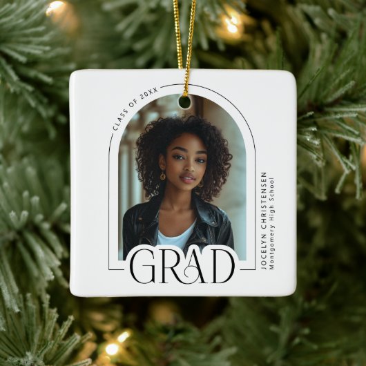 Modern Trendy Arch Photo Grad Keramisch Ornament (Boom)