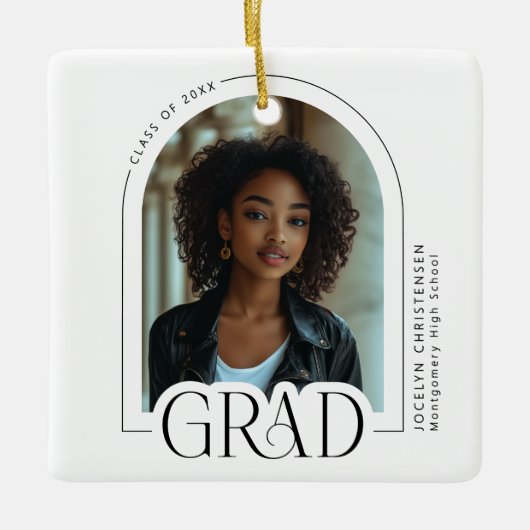 Modern Trendy Arch Photo Grad Keramisch Ornament (Voorkant)