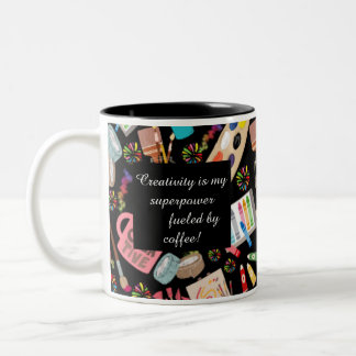 Modern Trendy Art Supplies patroon voor kunstenaar Tweekleurige Koffiemok