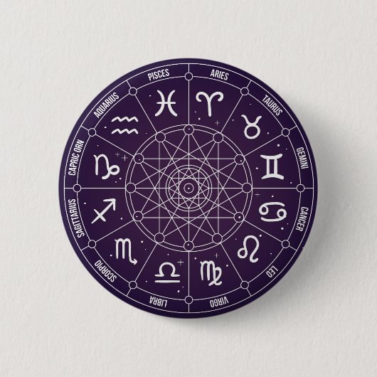 Modern trendy Astrology wielzodic Ronde Button 5,7 Cm (Voorkant)