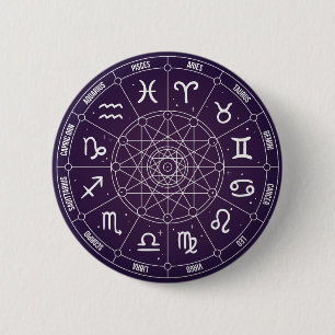Modern trendy Astrology wielzodic Ronde Button 5,7 Cm