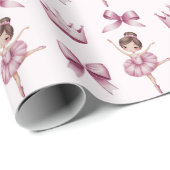 Modern trendy balletballerina roze patroon cadeaupapier (Rol Hoek)