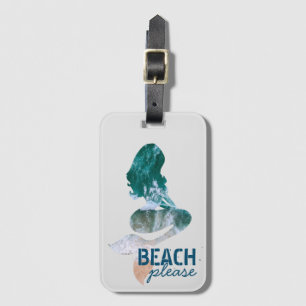 Modern Trendy Beach, Mermaid Tropical Summer Bagagelabel