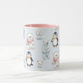 Modern Trendy Beer pinguïn kat Naadloos Patroon Mok (Midden)