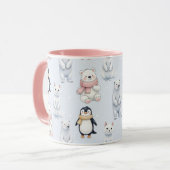 Modern Trendy Beer pinguïn kat Naadloos Patroon Mok (Voorkant links)