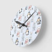 Modern Trendy Beer pinguïn kat Naadloos Patroon Ronde Klok (Hoek)