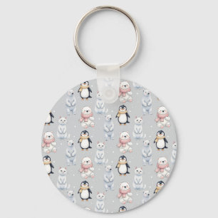 Modern Trendy Beer pinguïn kat Naadloos Patroon Sleutelhanger