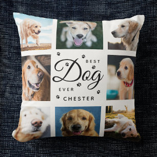 Modern Trendy Best Dog Ever Pet Paw Foto Collage Kussen