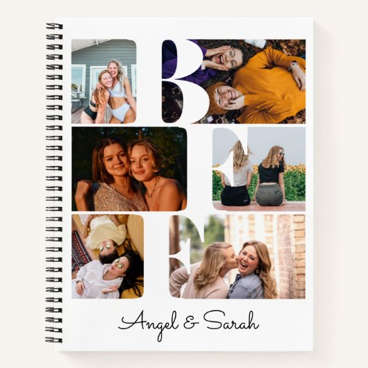 Modern Trendy BFF Best Friend Chic Photo Collage Notitieboek (Voorkant)