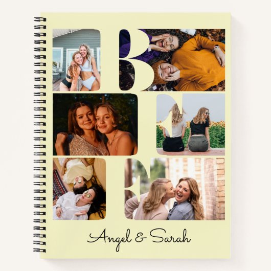 Modern Trendy BFF Best Friend Photo Collage Yellow Notitieboek (Voorkant)