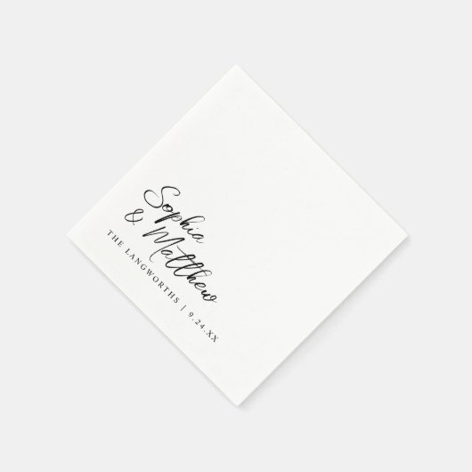 Modern Trendy Black and White Handwritten Wedding Servet (Hoek)