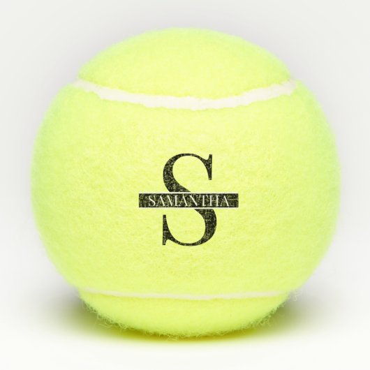 Modern Trendy Black and White Monogram Name Tennisballen (Achterkant)