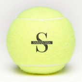 Modern Trendy Black and White Monogram Name Tennisballen (Voorkant)